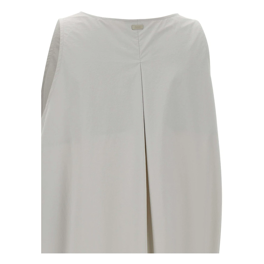 Herno Grijze Technische Stof Blouse Mouwloos Gray Dames