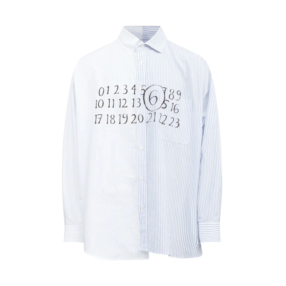 MM6 Maison Margiela Blauw Wit Gestreept Overhemd van Katoen Multicolor Heren