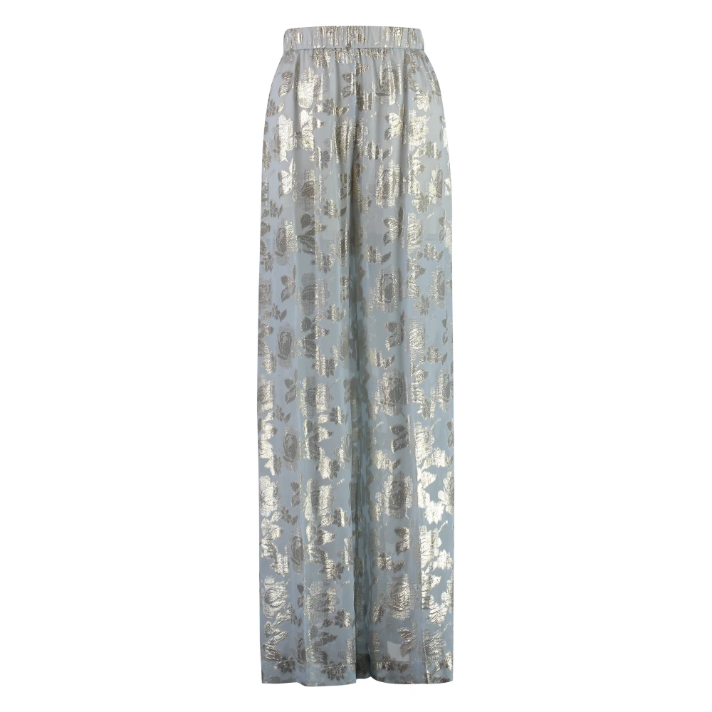 Nina Ricci Bloemmotief Zijden Broek Blue Dames