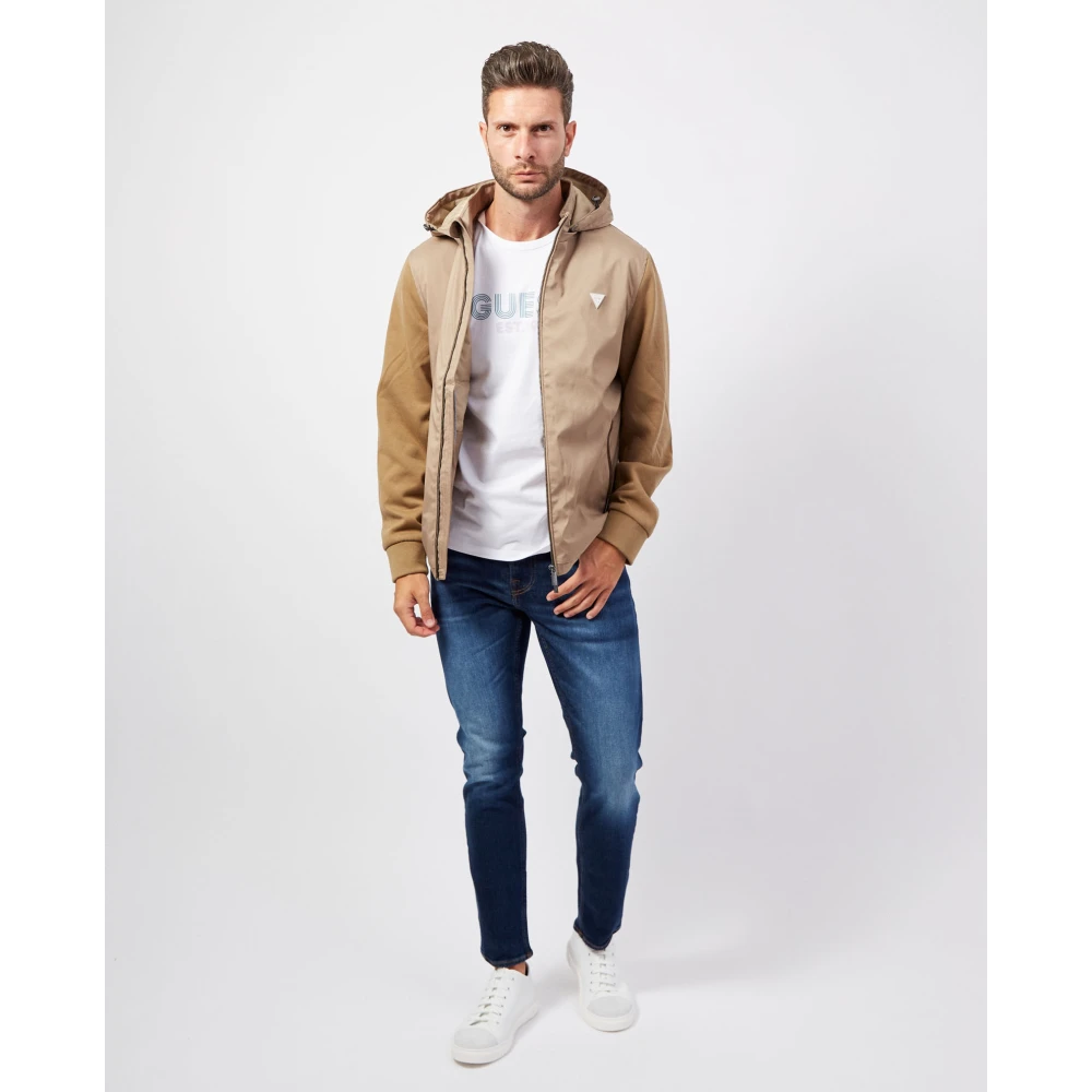 Guess Beige Winddichte Hoodie Jas Beige Heren