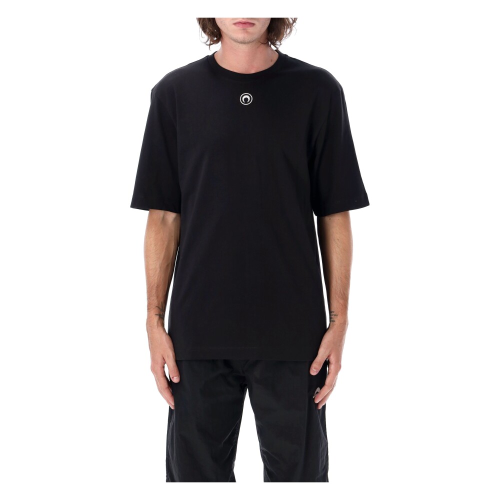 Tシャツ・カットソー MARINE SERRE Men T-shirt Black MTT081ACJER0011 BK99 Regenerated Graphic T-Shirts Regular Fit T-Shirt • Marine Serre