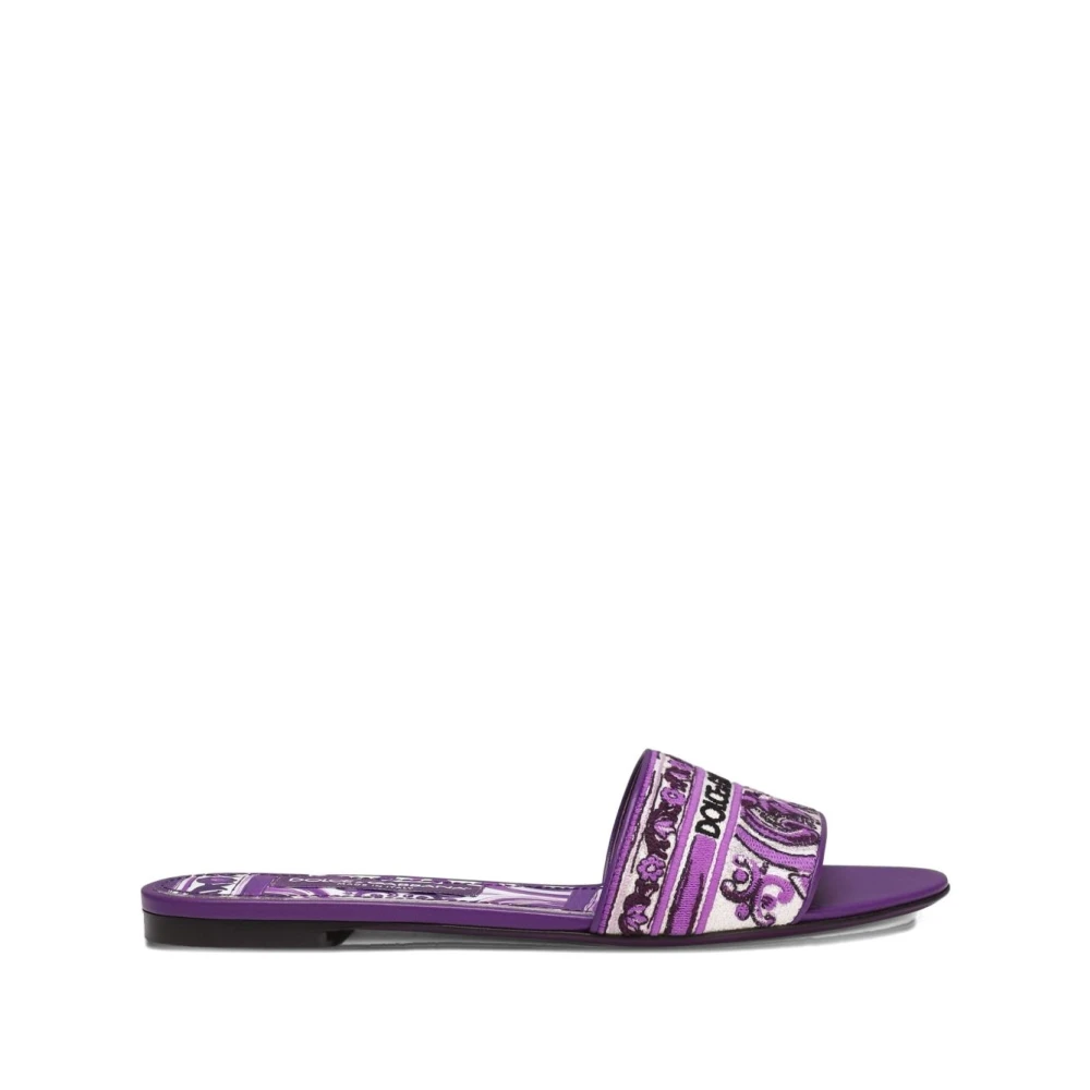 Dolce & Gabbana Women's Purple Maiolica Embroidered Slide