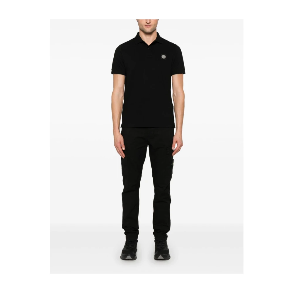 Stone Island Zwarte T-shirts en Polos met knoopsluiting Black Heren