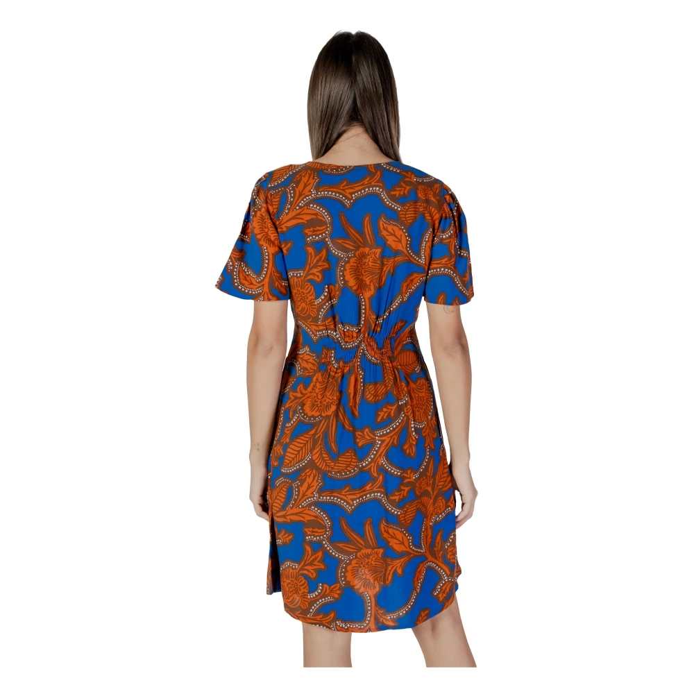 b.Young Blauwe Print V-hals Shorts met Knopen Multicolor Dames