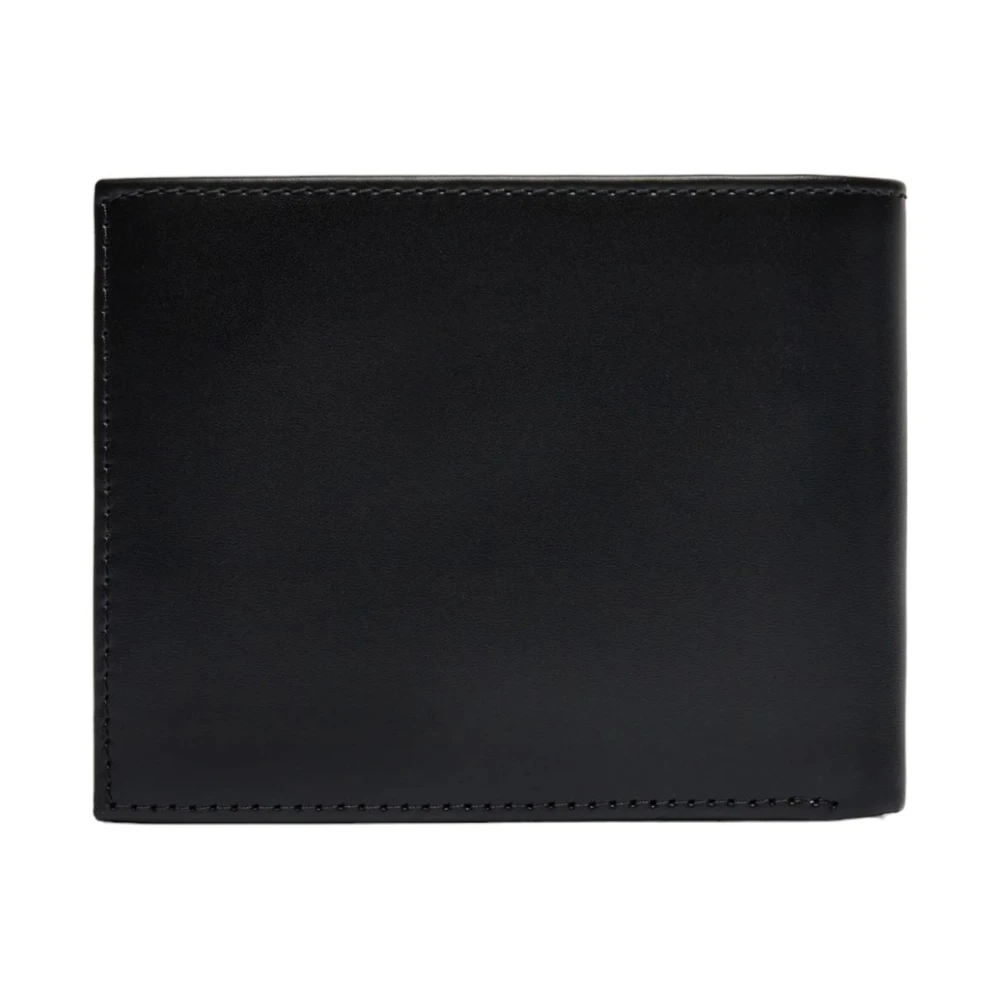 Calvin Klein Zwarte Gladde Trifold Portemonnee Black Heren