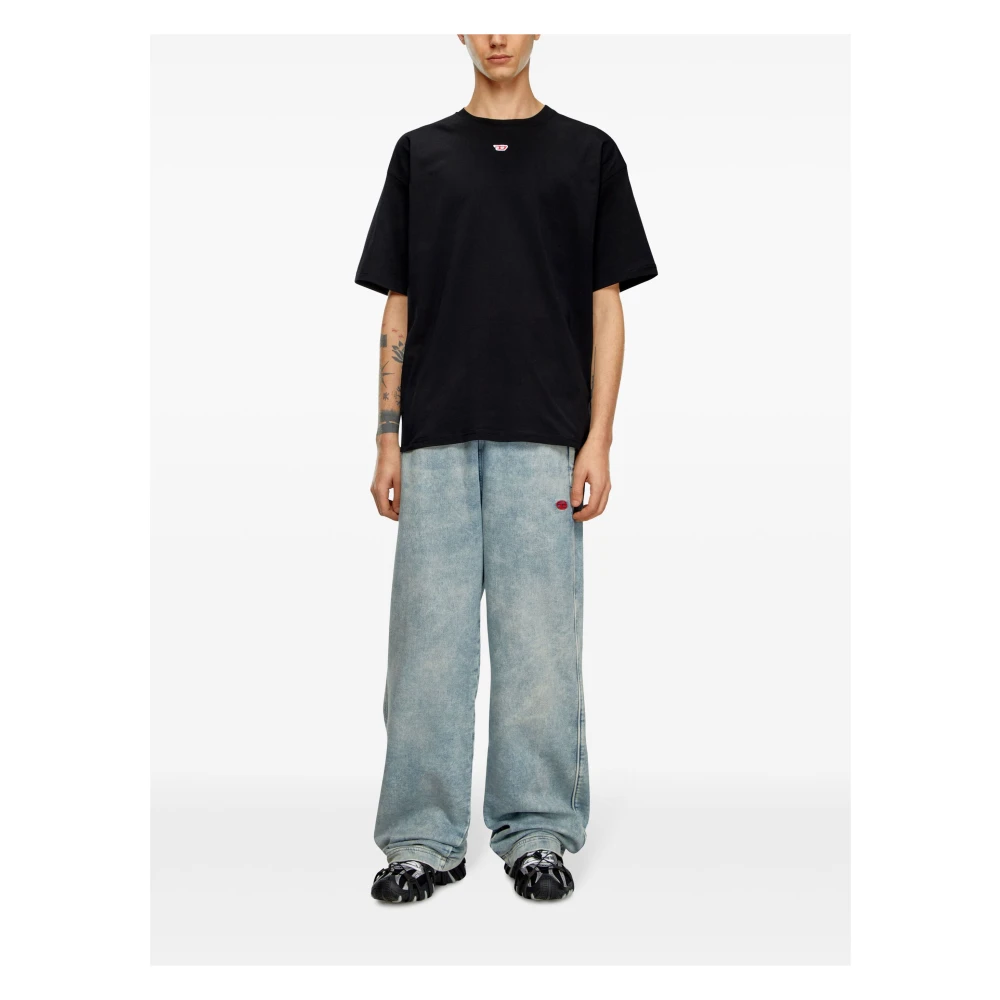 Diesel Zwarte T-shirts en Polos met D-patch Black Heren