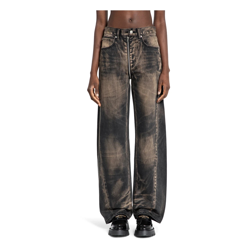 Alexander wang Ballon Moto Rits Denim Jeans Gray Dames