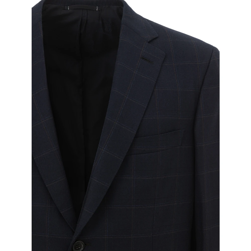 Brioni Geruite Monopetto Jas Ravello Stijl Blue Heren