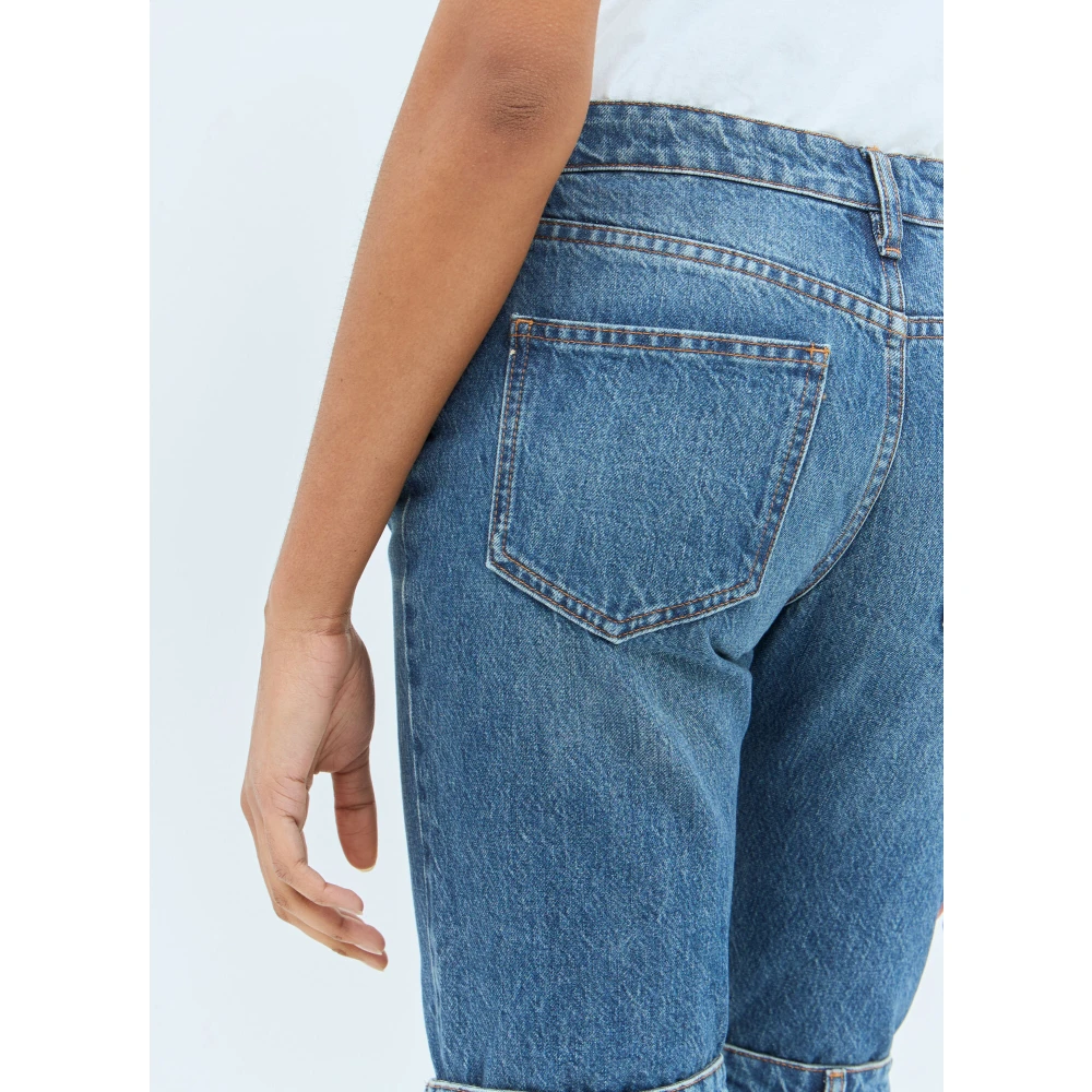 Coperni Open-Knie Straight-Leg Jeans Blue Dames