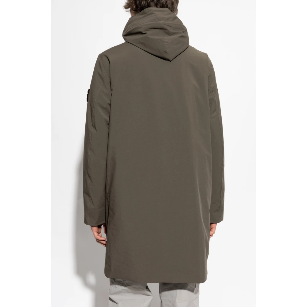 Stone Island Waterdichte jas met logo Brown Heren