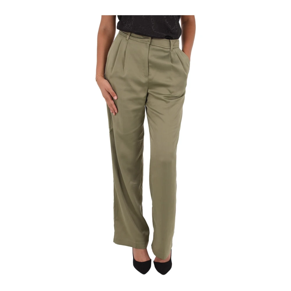 Guess Satin straight pants Green Dames