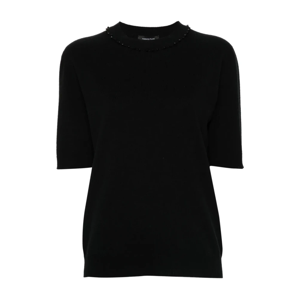 Fabiana Filippi Black Platinum Jumper - Female - Round-Neck Knitwear - 2XS - Knitwear