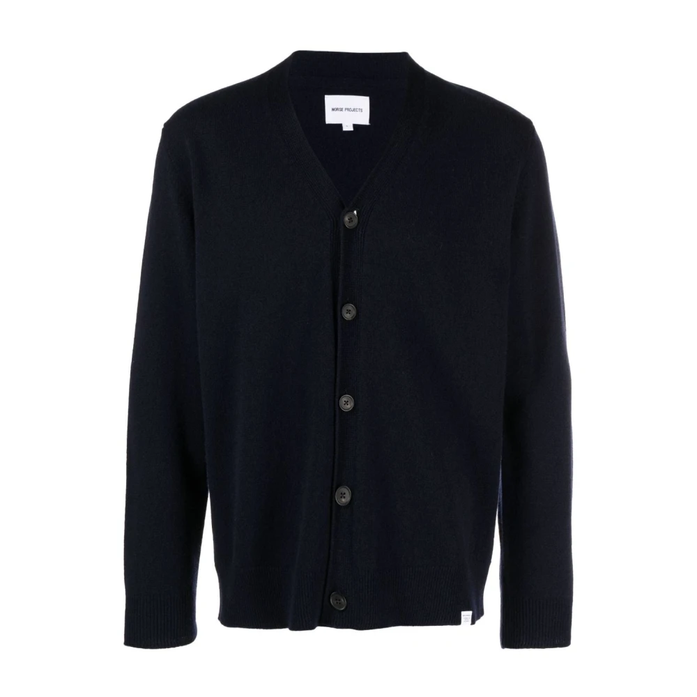 Norse Projects Blauwe Nacht Wol V-Hals Cardigan Blue Heren