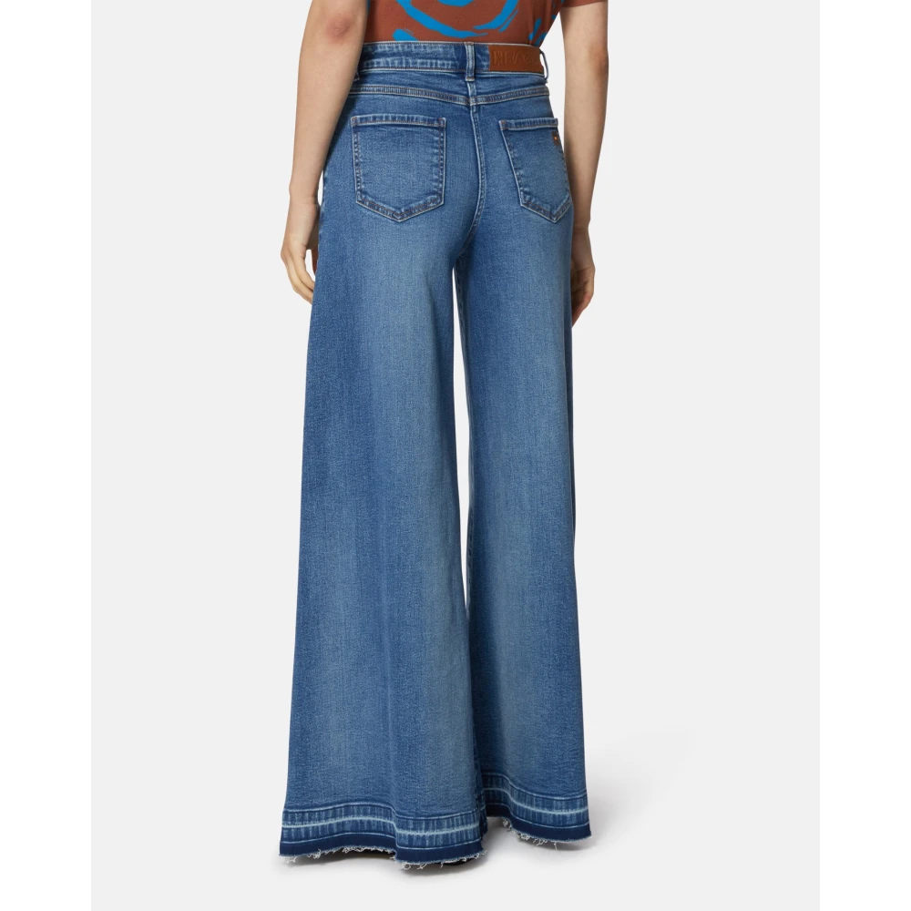 Silvian Heach Wijde broek met hoge taille en rafelige zoom Blue Dames