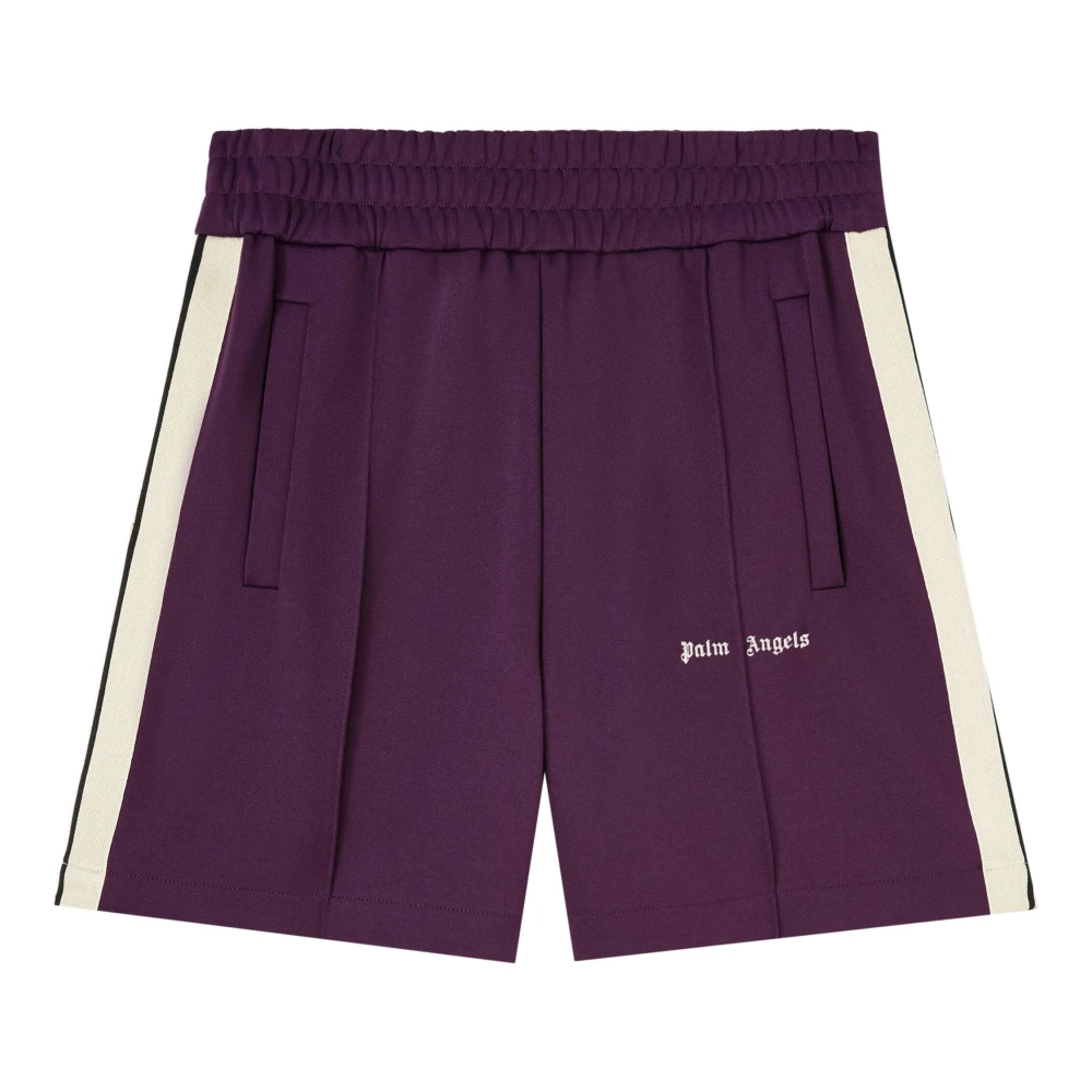 Palm Angels Donkerpaarse Track Shorts met Strepen Purple Heren