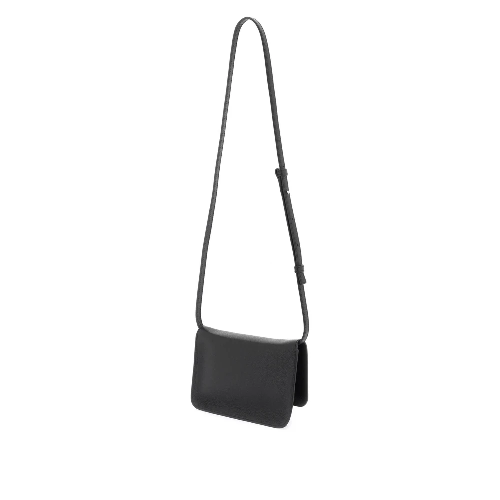 Marni Schoudertas met Klep en Handgeborduurd Logo Black Heren
