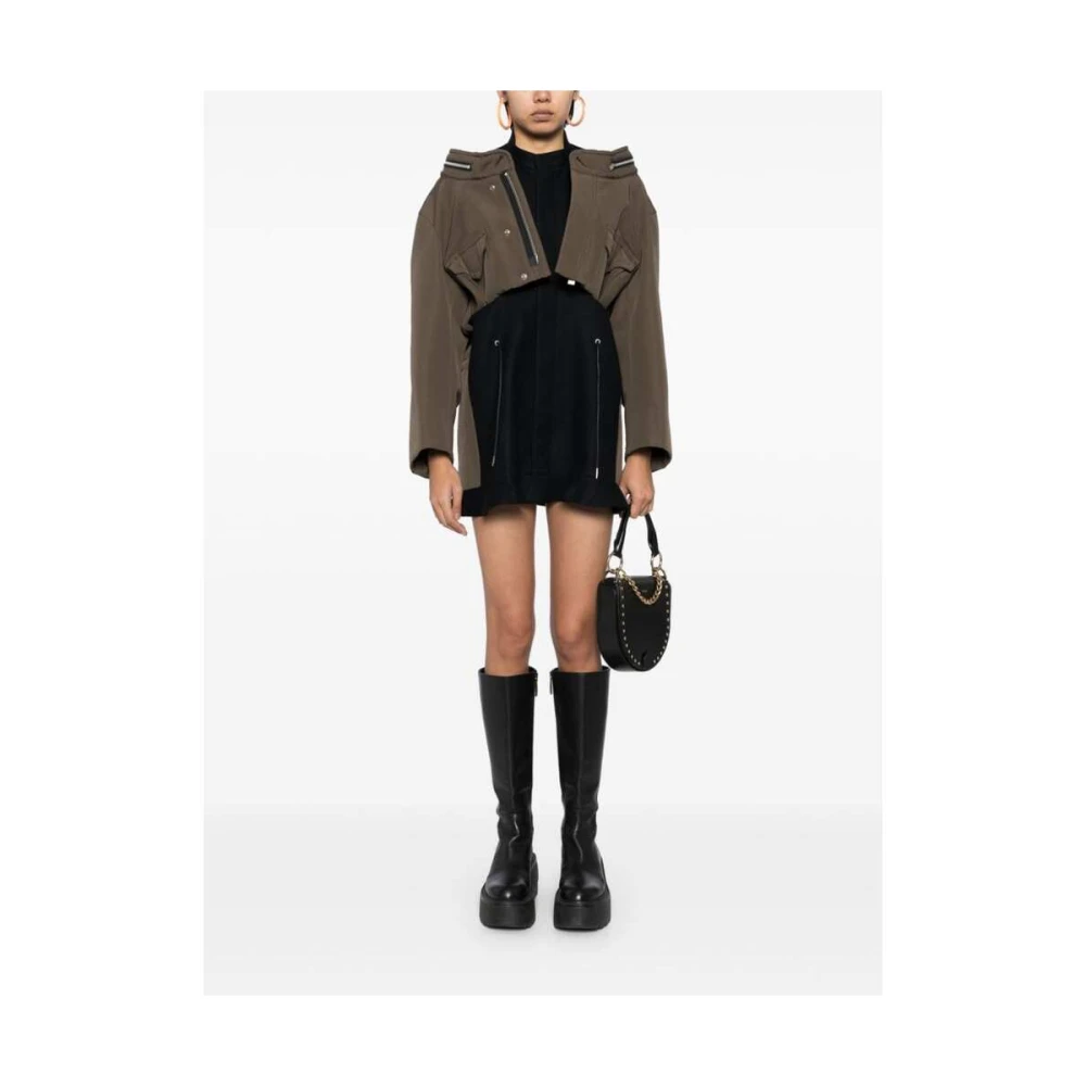 Sacai Gelaagde Wol Trekkoord Jas Brown Dames