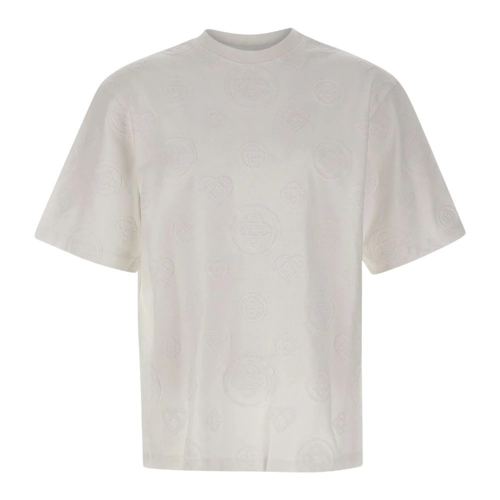 Casablanca , T-Shirts, Male, White, Xs, Applique Monogram Oversized Short Sleeve T-Shirt - Image 1
