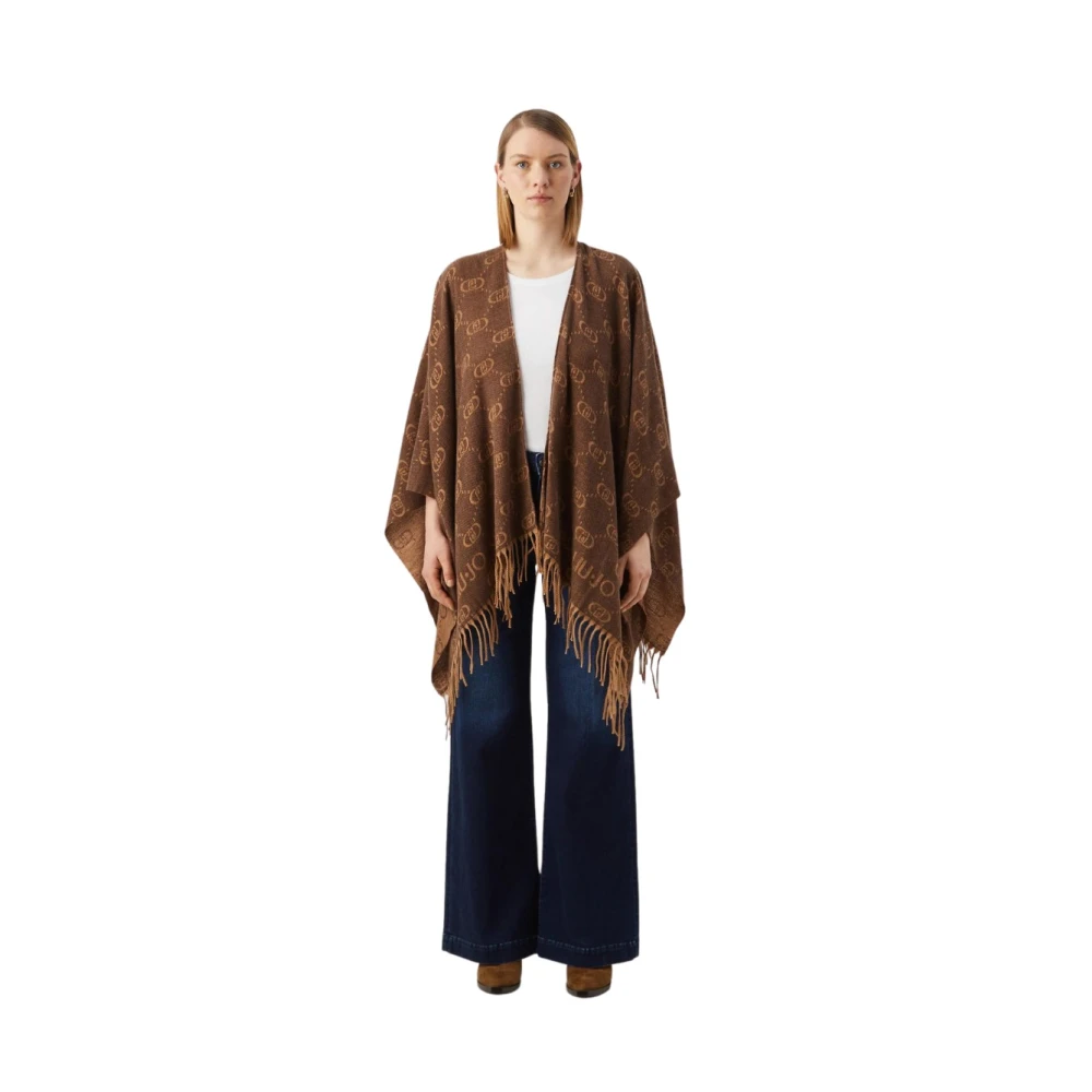 Liu Jo Monogram Logo Poncho Stijl Gray Dames