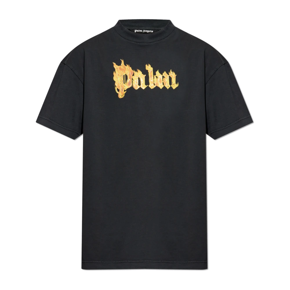 Palm Angels Katoenen T-shirt met iconisch monogram Black Heren