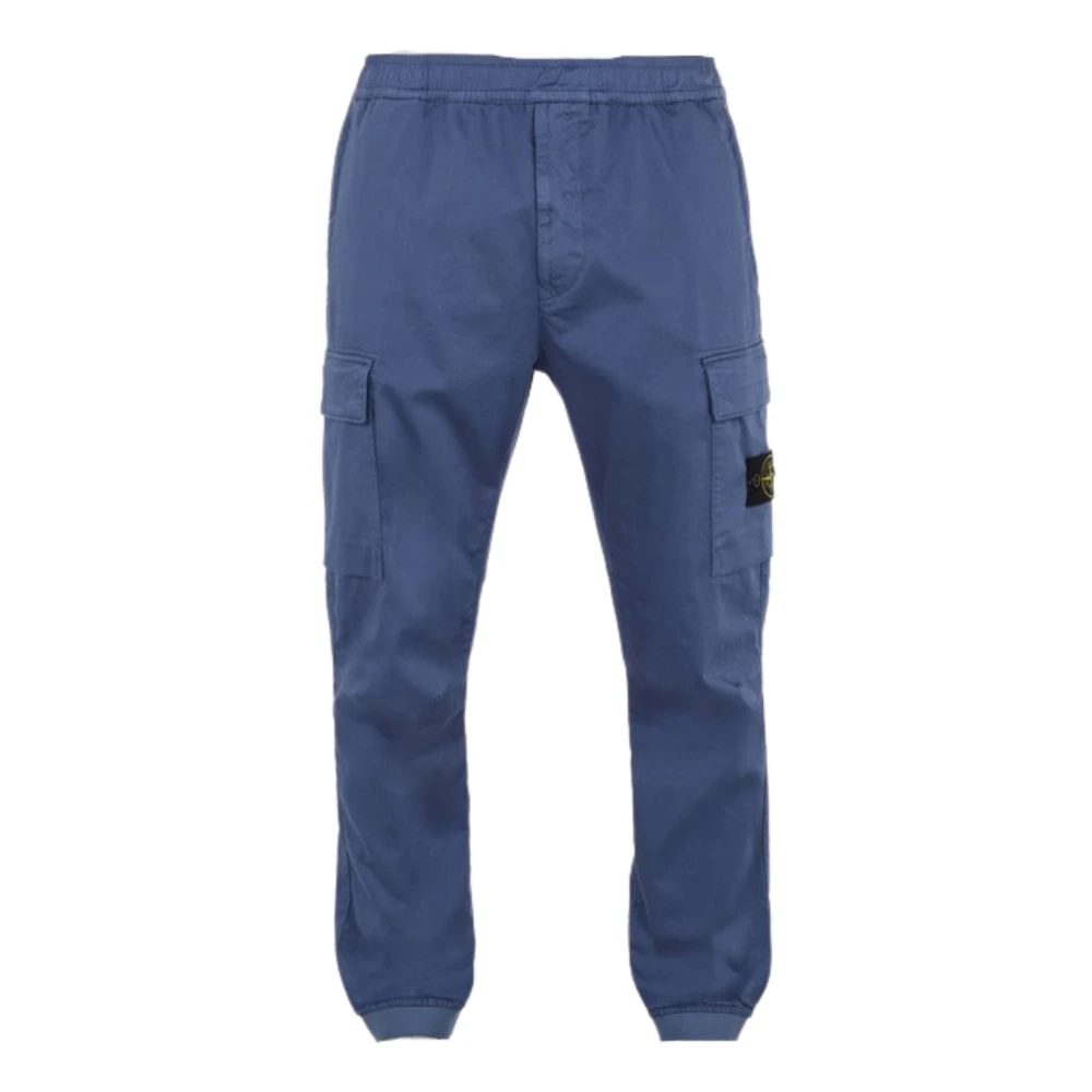 Stone Island Blå Cargo Byxor Elastisk Midja Blue, Pojke