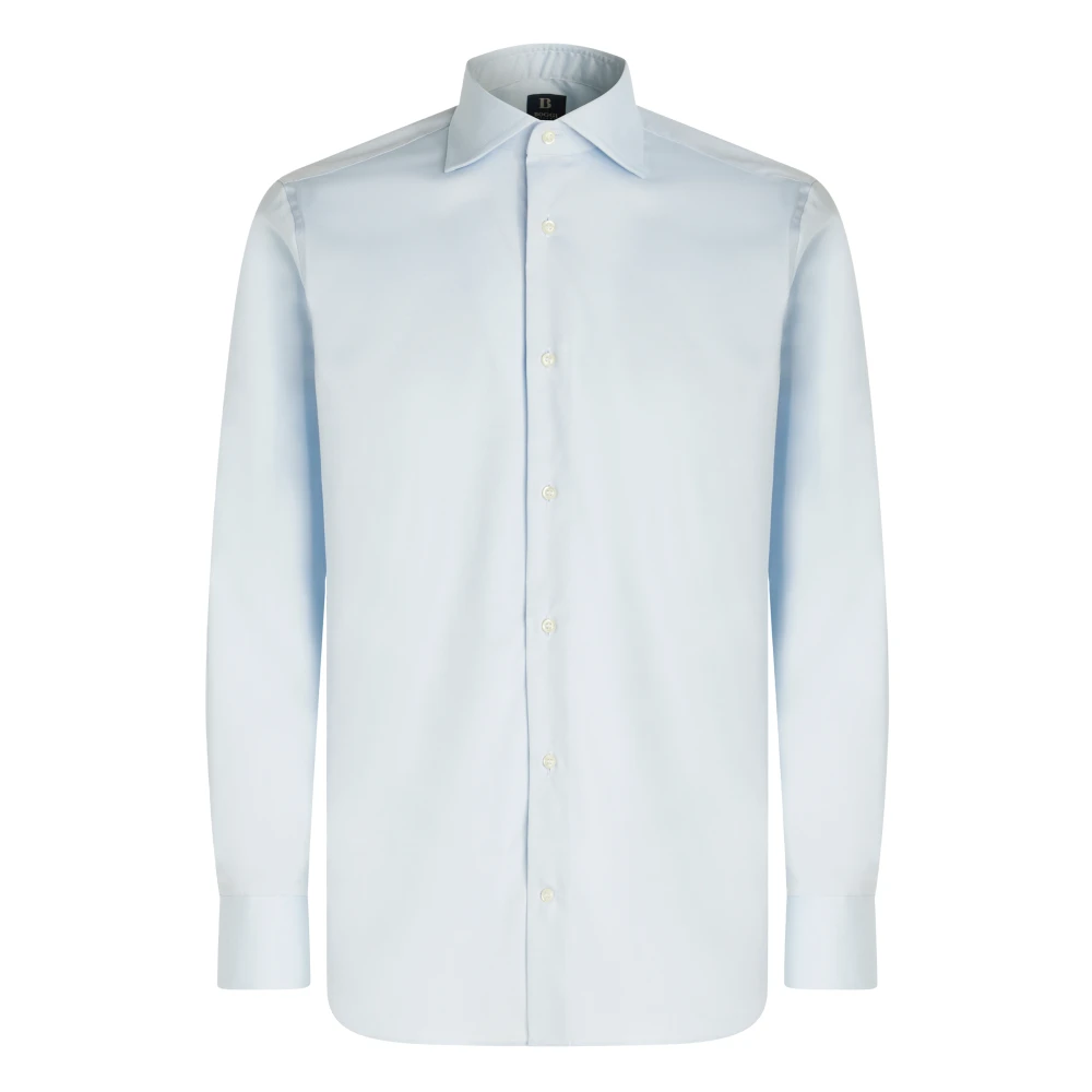 Boggi Milano Mannelijk Blauw Overhemden Heren, Xs, Katoen, Slim Fit Pinpoint Katoenen Overhemd