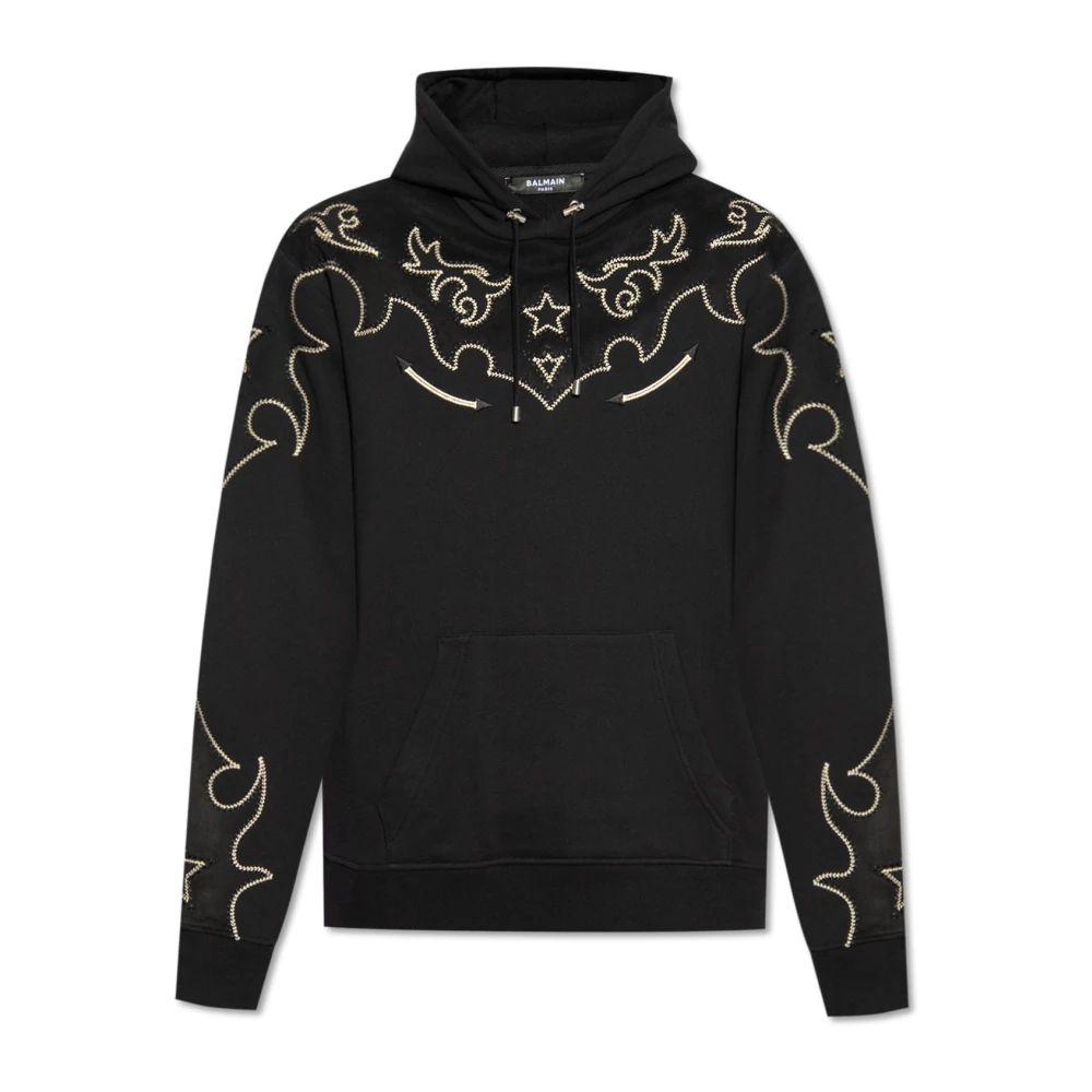Balmain Embroidered hoodie Black Heren