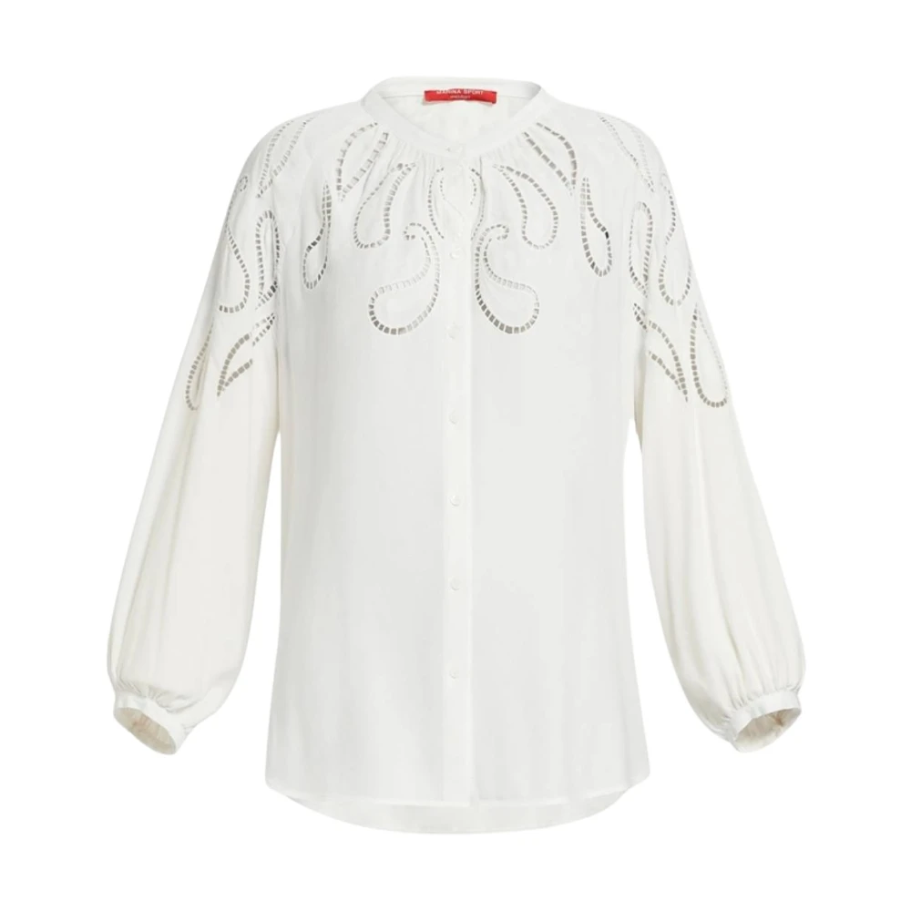 Marina Rinaldi Elegante viscose blouse met pofmouwen White Dames