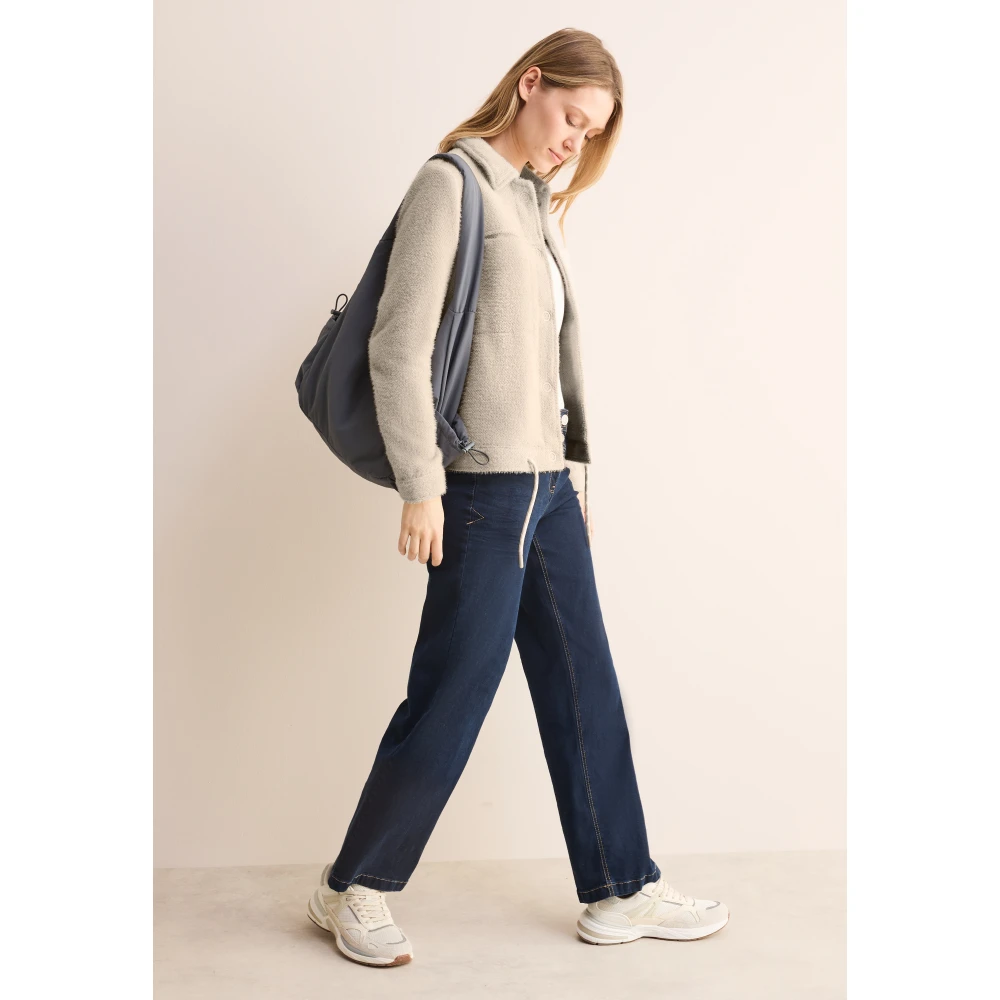 cecil Gezellige Jas met Hemdkragen en Zakken Beige Dames