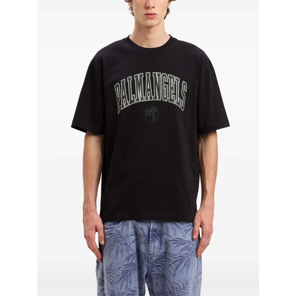 Palm Angels Zwart Logo Print T-shirts Black Heren
