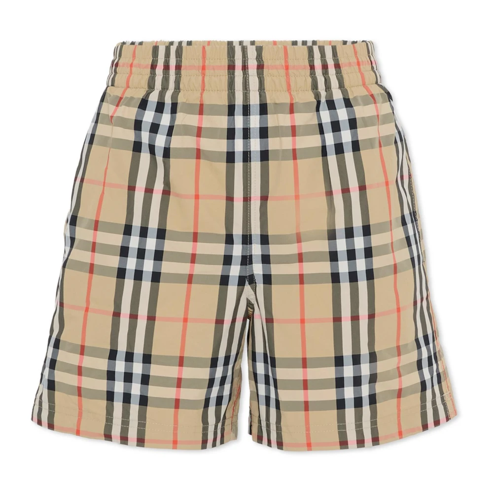 Burberry Boys Beige Check Swim Shorts - Kids Swimming Trunks - 10 Y - Kids