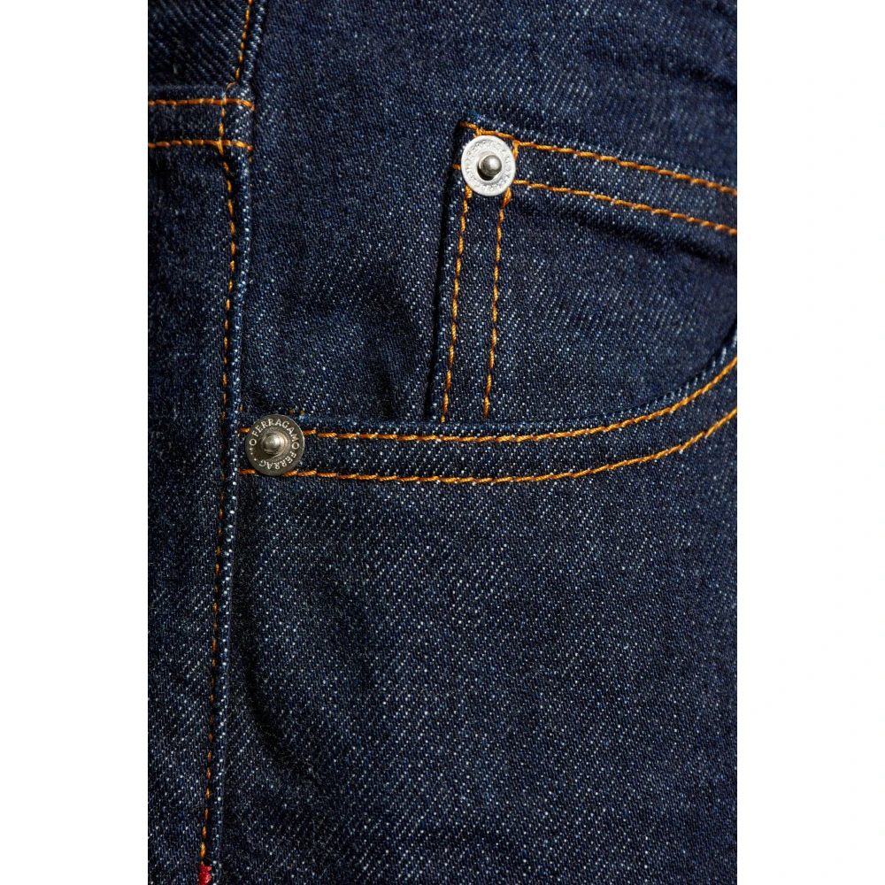 Salvatore Ferragamo Jeans met logo Blue Heren
