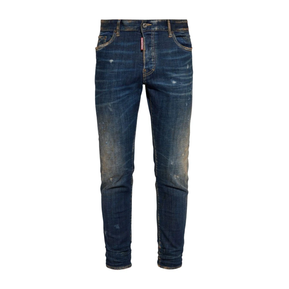 Dsquared2 Distressed Skinny Skater Jeans Navy Blue Heren