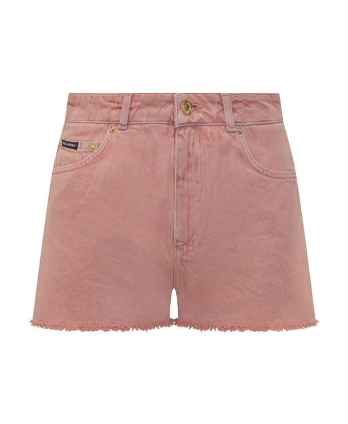 roze-denim-shorts-met-logo-patch