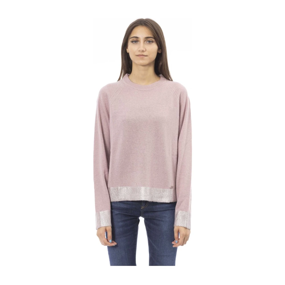 Baldinini Tijdloze Crewneck Sweater Elegante Stijl Pink Dames