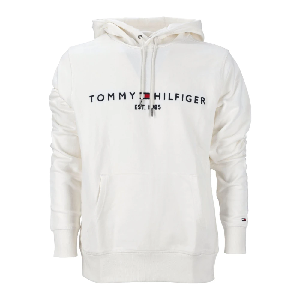 Tommy Hilfiger Vit Logo Hoodie Tröja White, Herr