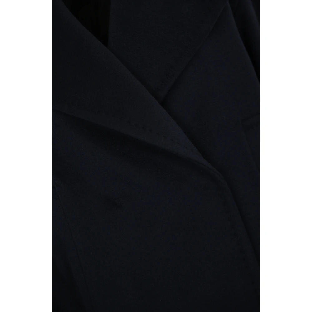 Max Mara Studio Blauwe wollen jas V-hals Dubbele rij knopen Blue Dames