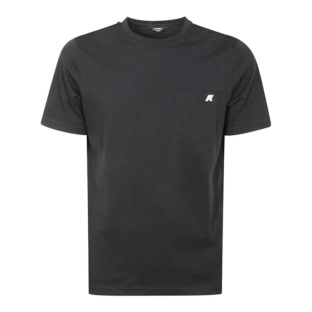 K-Way Men's Black T-Shirts, M, Cotton Short Sleeve Jersey T-Shirt