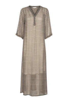 Svart Zig Zag Print Klänning