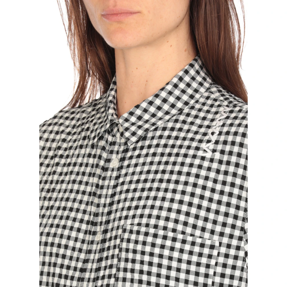 Marni Zwarte Katoenmix Geruite Overhemd Black Dames
