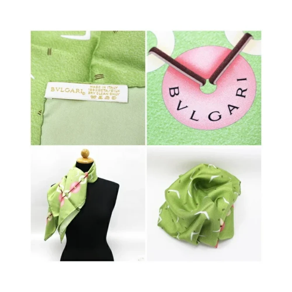 Bvlgari Vintage Pre-owned Silk scarves Green Dames