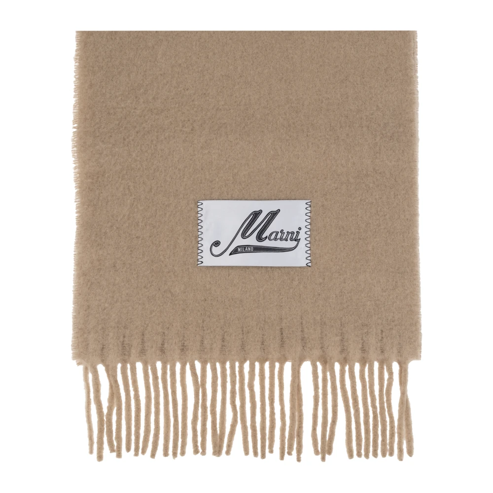 Marni Beige Alpaca Wolmix Gebreide Sjaal Beige Dames