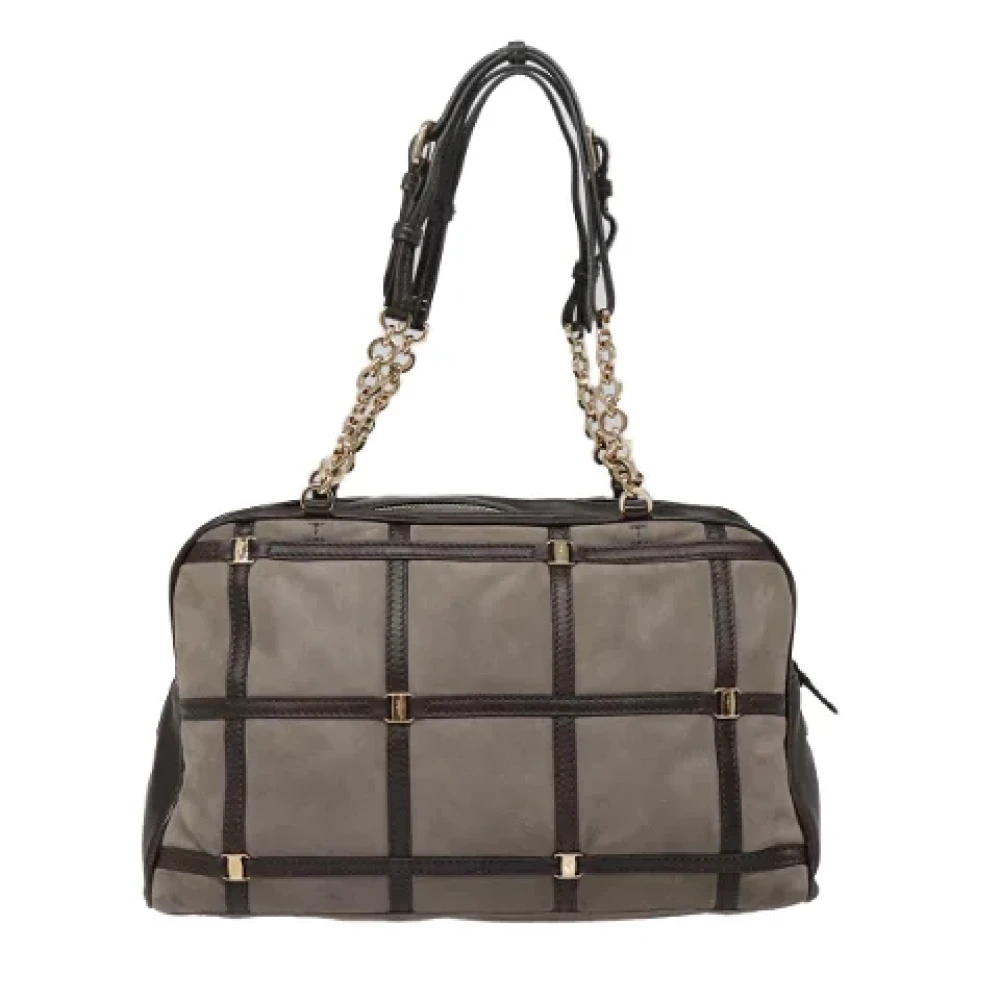 Salvatore Ferragamo Pre-owned Suede handbags Gray Dames