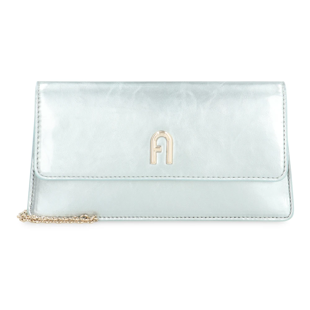 Furla Diamante Leren Clutch met Kettingband Blue Dames