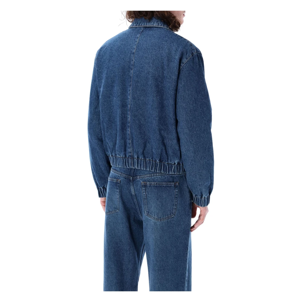 Ami Paris Blauwe Gewatteerde Denim Jas Buitenkleding Blue Heren