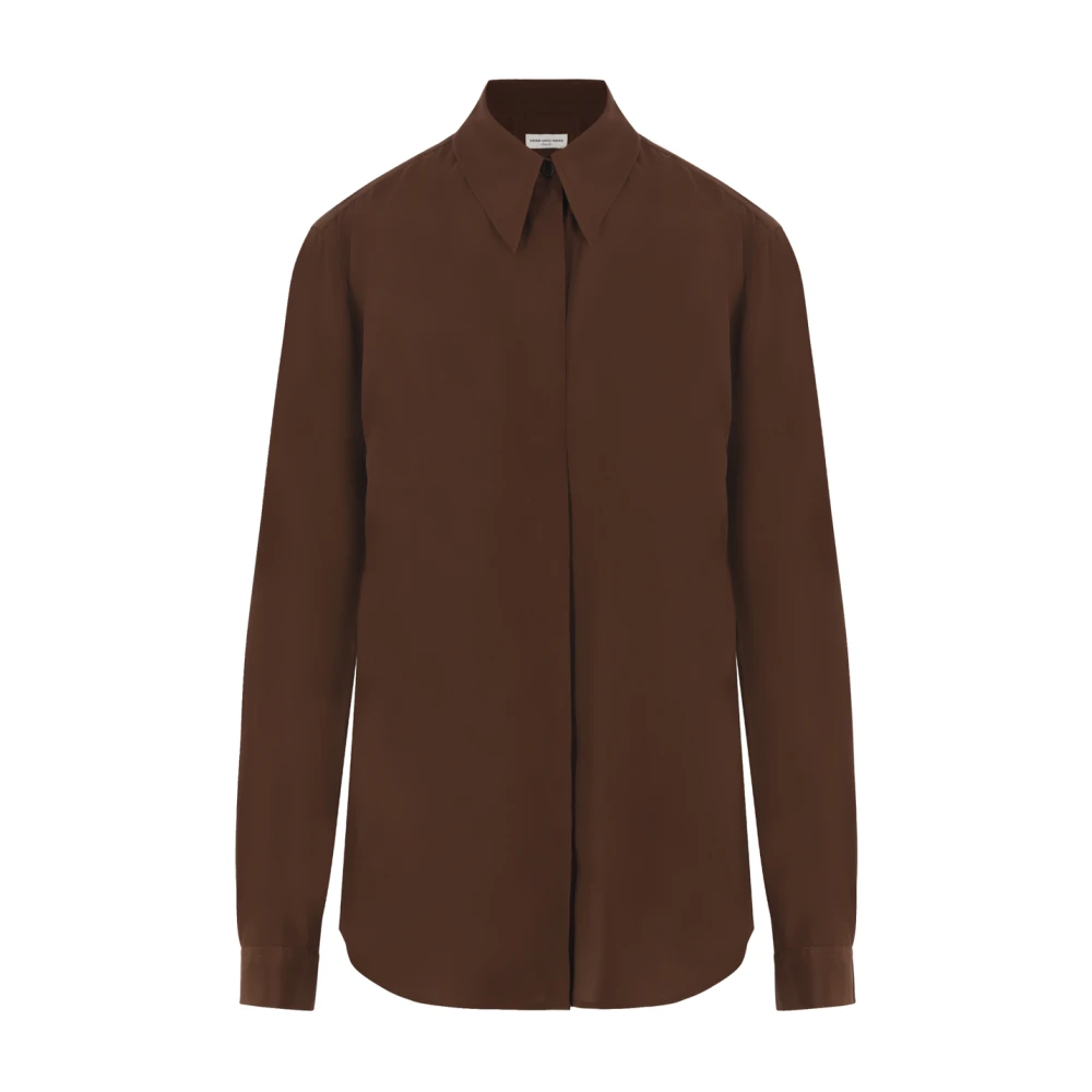 Dries Van Noten Bruine Crêpe de Chine Overhemd Brown Dames