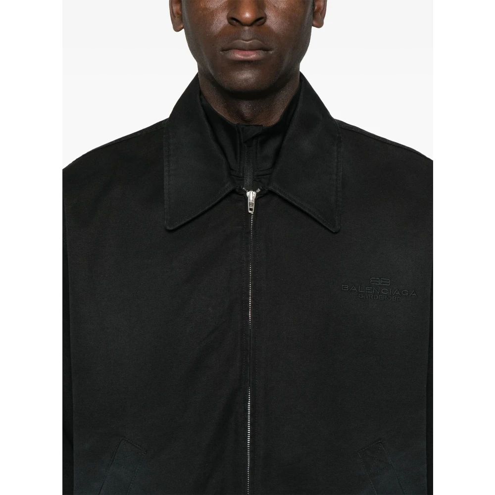 Balenciaga Zwarte Katoenen Ritsjas Italië Black Heren