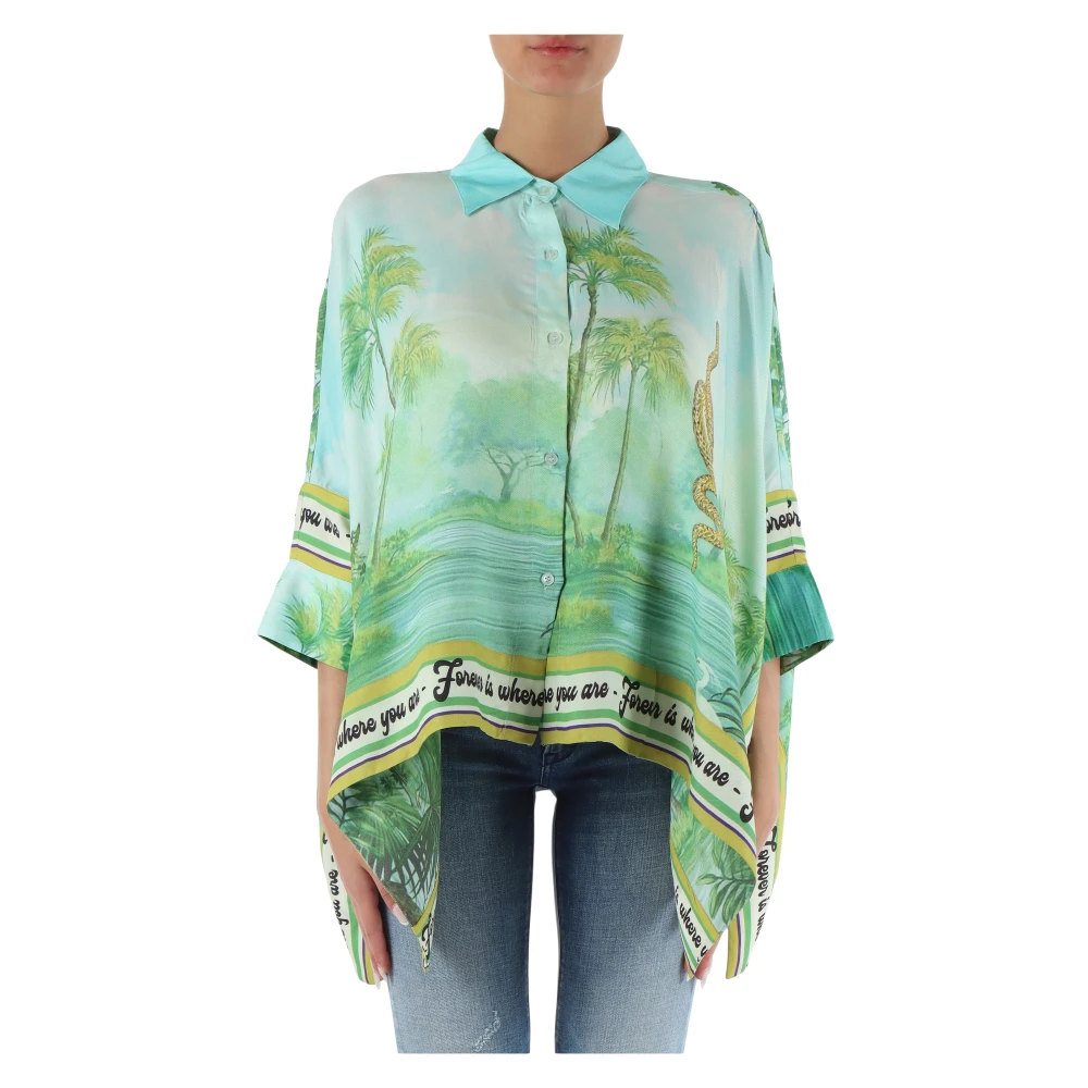 Replay Relaxed Fit Viscose Shirt met All-Over Print Multicolor Dames