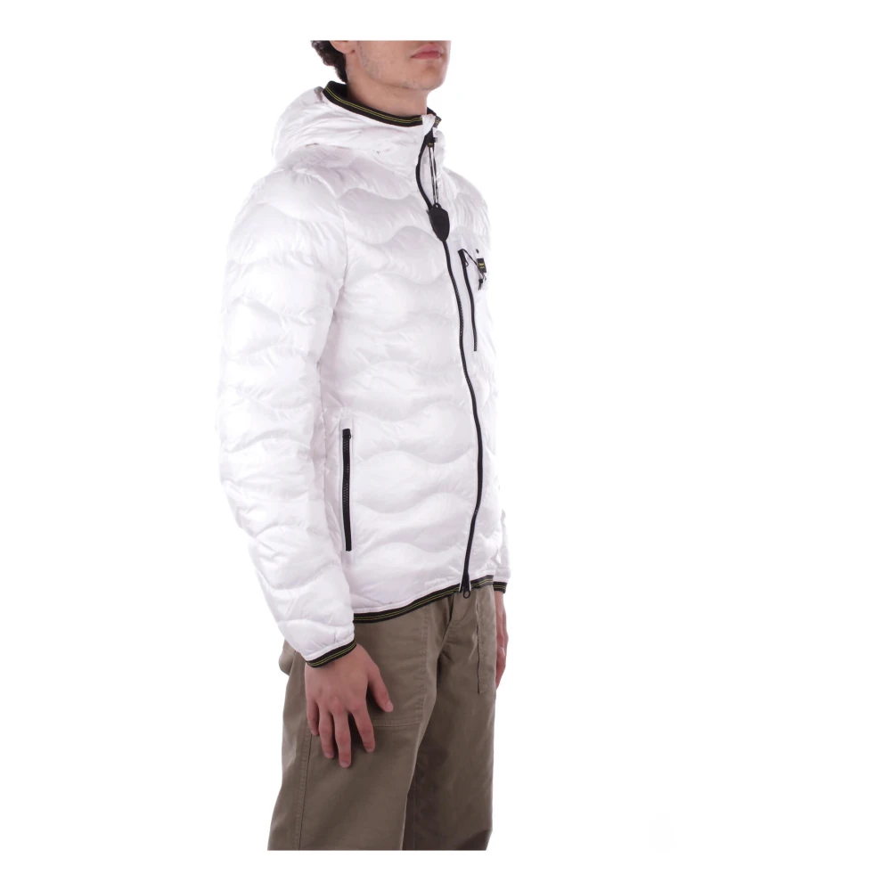 Blauer Witte Hoodie Jas Logo Rits Zakken White Heren