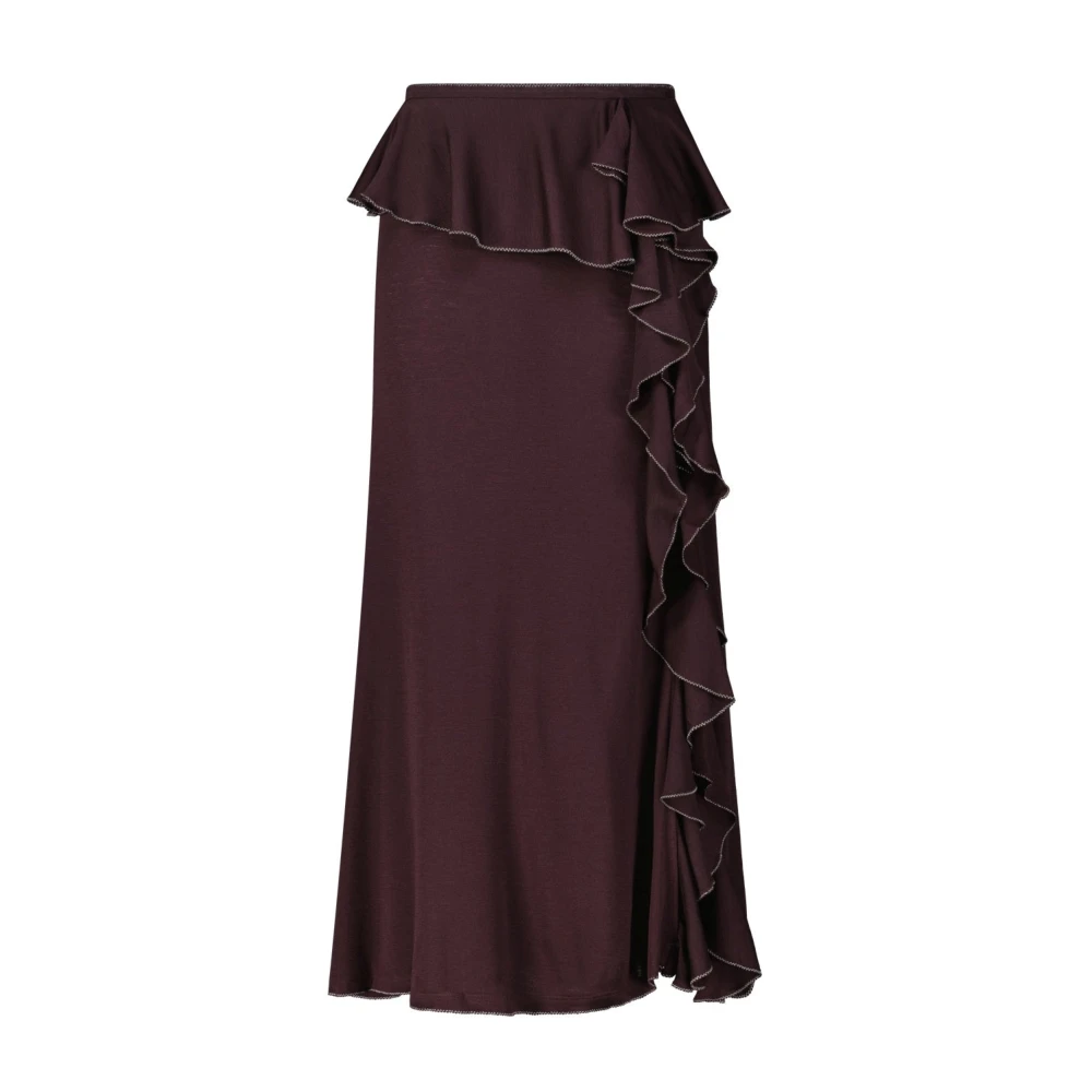 Ulla Johnson Elegante Maxi Rok met Rucheszoom Purple Dames